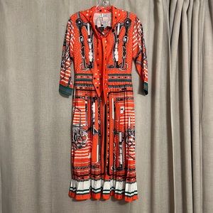 Orange Equestrian Dress with Bow Tie